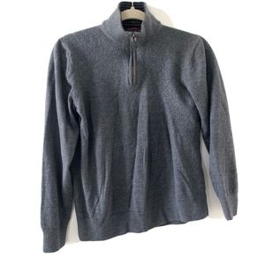 UNTUCKit Mens Size Large Gray Merino Wool 1/4 Zip Long Sleeve Pullover Sweater
